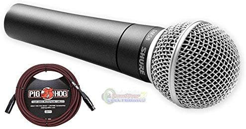 Shure SM58 Cardioid Vocal Microphone & Pig Hog Mic Cable, 20ft XLR - Bundle (Black)
