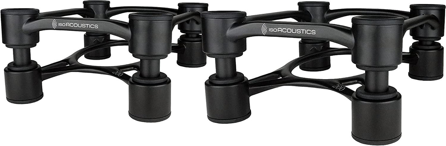 IsoAcoustics Aperta Series Isolation Speaker Stands with Tilt Adjustment: Aperta200 (7.8" x 10") Black Pair