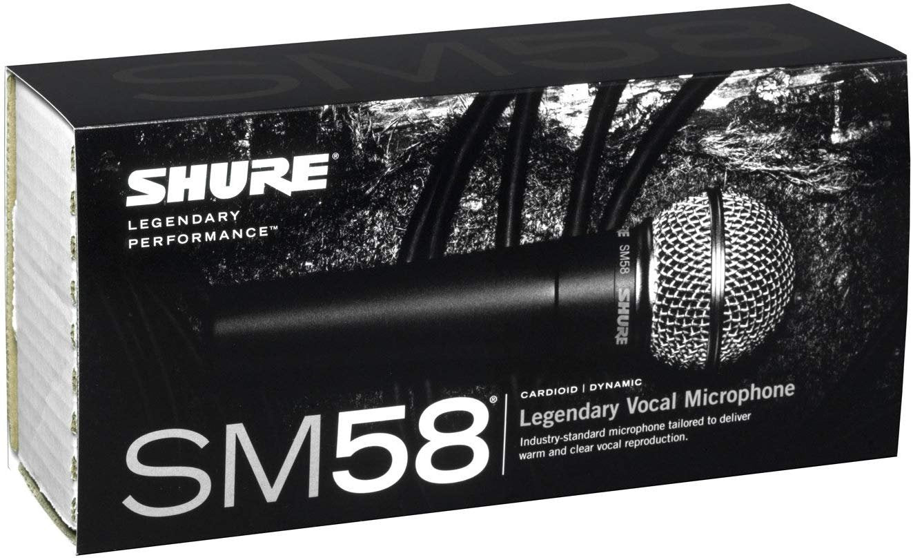 Shure SM58 Cardioid Vocal Microphone & Pig Hog Mic Cable, 20ft XLR - Bundle (Black)