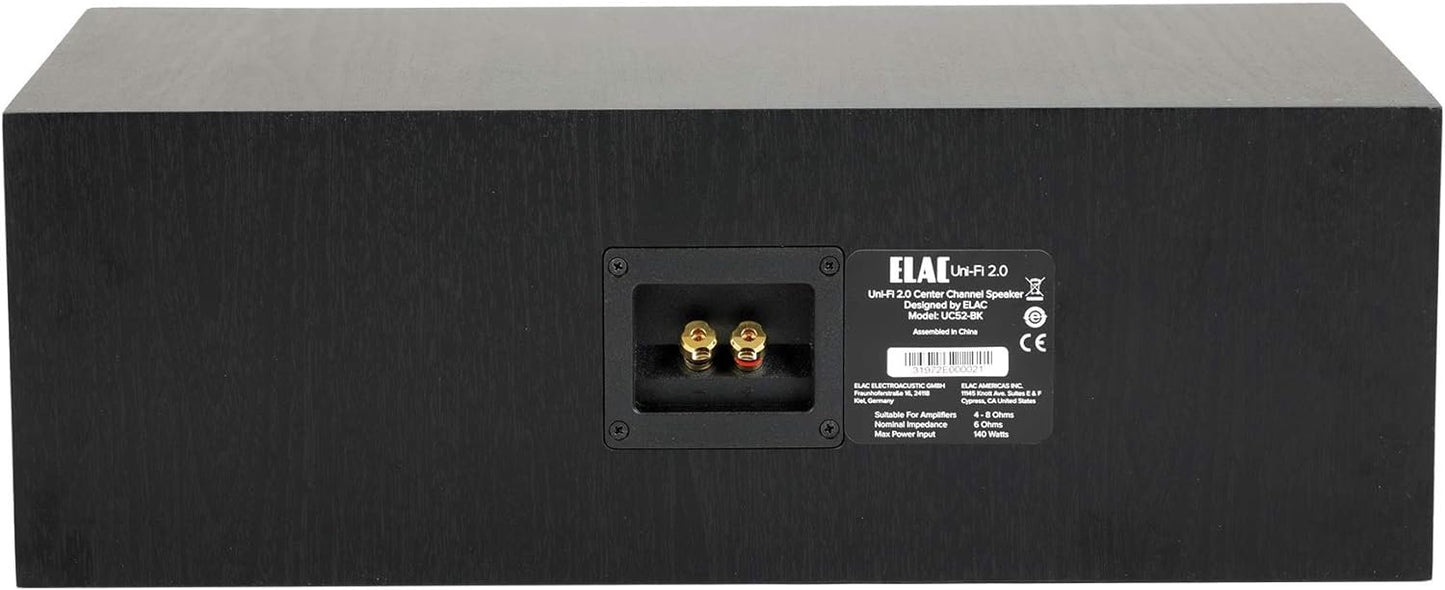 ELAC Uni-Fi 2.0 UC52 Center Speaker (Each), Black (UC52-BK)