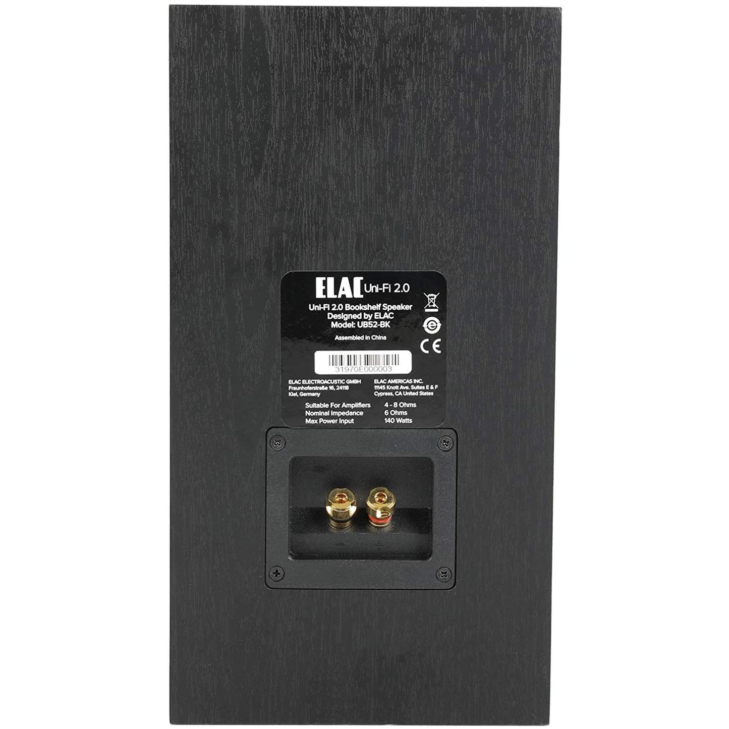 ELAC Uni-Fi 2.0 UB52 Bookshelf Speakers (Pair), Black (UB52-BK)