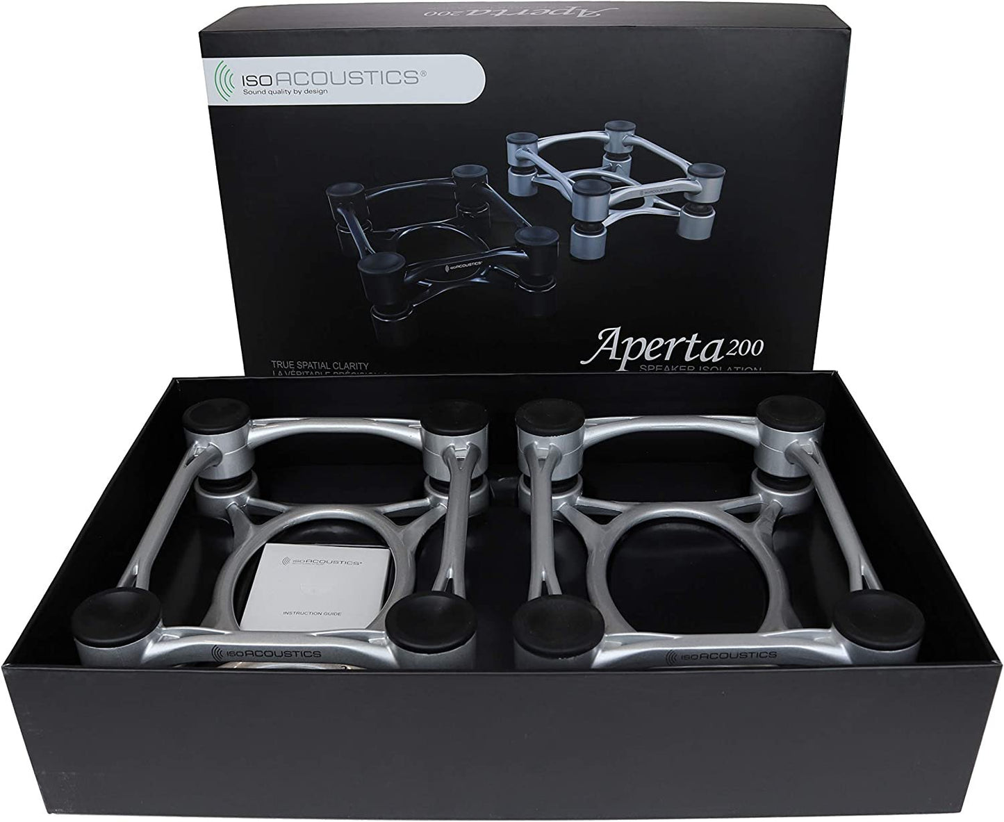 IsoAcoustics Aperta Series Isolation Speaker Stands with Tilt Adjustment: Aperta200 (7.8" x 10") Black Pair