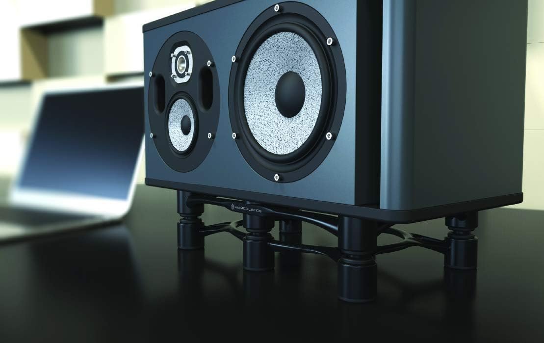 IsoAcoustics Aperta Series Isolation Speaker Stands with Tilt Adjustment: Aperta200 (7.8" x 10") Black Pair