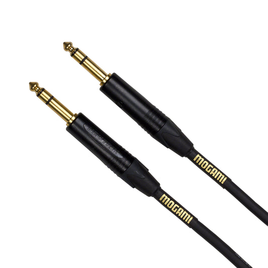 Mogami Gold TRS-TRS Balanced Audio Patch Cable, 1/4" TRS Male Plugs, Gold Contacts, Straight Connectors
