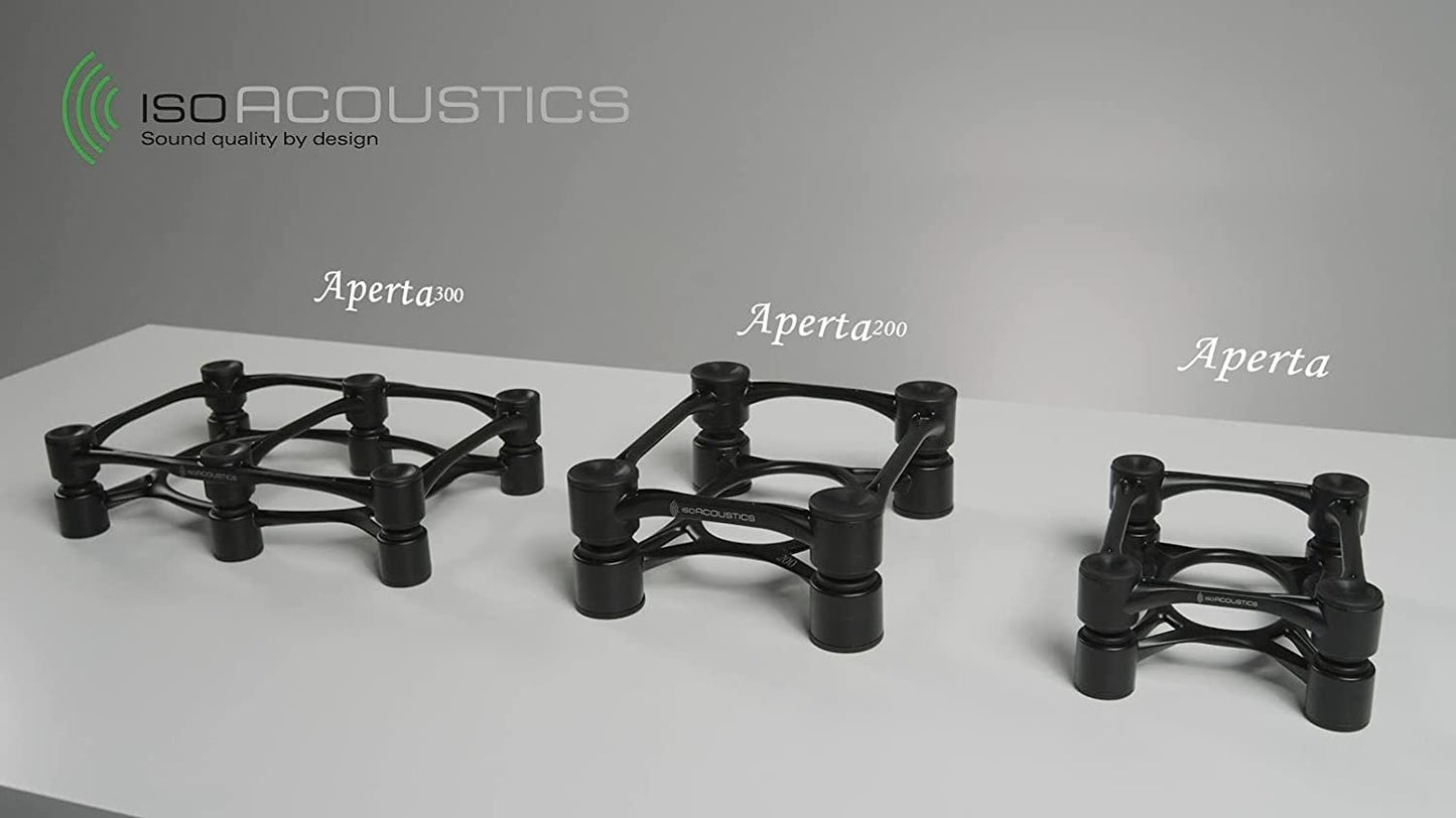 IsoAcoustics Aperta Series Isolation Speaker Stands with Tilt Adjustment: Aperta200 (7.8" x 10") Black Pair
