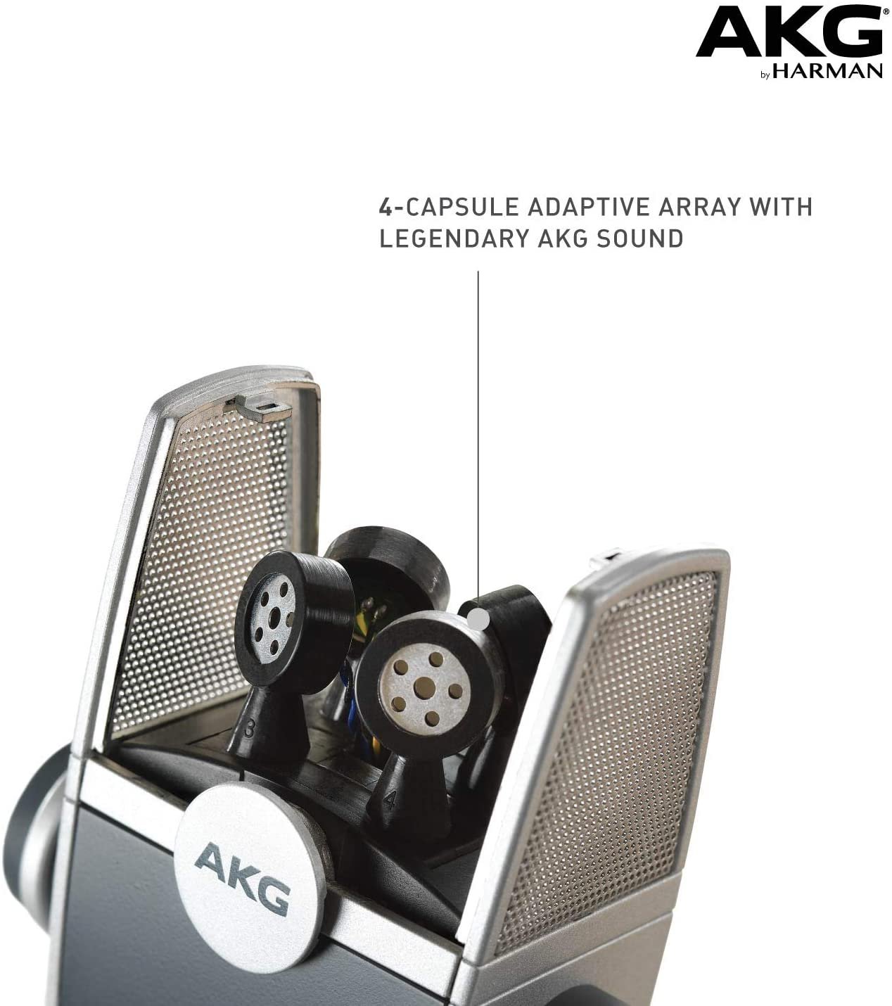 AKG Pro Audio Lyra Ultra-HD, Four Capsule, Multi-Capture Mode, USB-C Condenser Microphone for Recording and Streaming