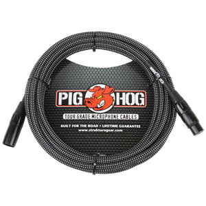 Shure Beta 58A Supercardioid Vocal Microphone & Pig Hog Black & White Woven Mic Cable, 20ft XLR - Bundle
