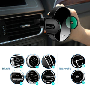 Wireless Car Charger USAMS 10W Qi Fast Charging Mount with Infrared Auto Clamping Windshield Dashboard Air Vent Phone Holder for iPhone X/XR/XS Max/8/8 Plus Samsung Note 9/8 S10/S10+/S9+ S8+ (Black2)